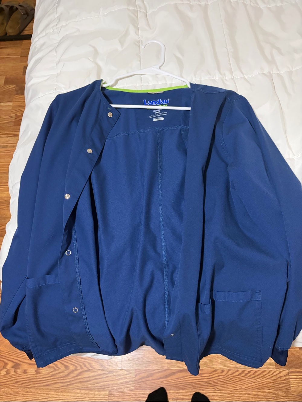 Landau Women's Dark Blue Snap-Front Scrub Jacket